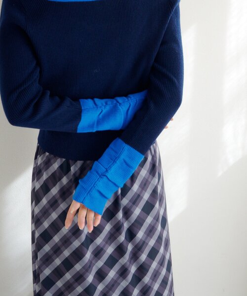 Kastane（カスタネ）の「【4色展開/前後2WAY】バイカラースクエアニット（ニット/セーター・レディース・グレー/アイボリー/ブラウン/ネイビー・FREE）」の17枚目の写真