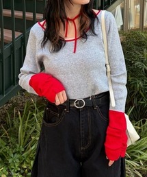 Kastane | 【4色展開/前後2WAY】バイカラースクエアニット(ニット/セーター)