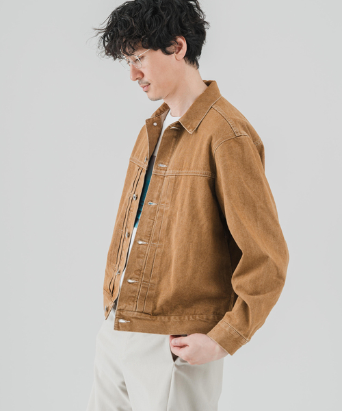 EDIFICE(エディフィス)の「COLOR DENIM トラッカージャケット(デニムジャケット・メンズ・ブラウン/ネイビー/チャコールグレー・LARGE/MEDIUM/SMALL)」の19枚目の写真