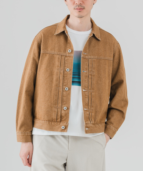 EDIFICE(エディフィス)の「COLOR DENIM トラッカージャケット(デニムジャケット・メンズ・ブラウン/ネイビー/チャコールグレー・LARGE/MEDIUM/SMALL)」の21枚目の写真