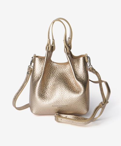 GIANNI CHIARINI(ジャンニ キアリーニ)の「GIANNI CHIARINI / DUA XS レザー デュア 2WAY ミニバッグ(ハンドバッグ・レディース・ブラック/ゴールド/ベージュ系1/ライトピンク・FREE)」の4枚目の写真