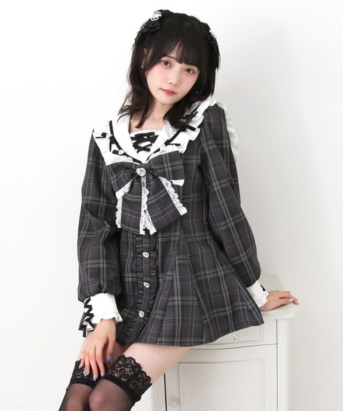 キラキラハートビジューリボンセーラーセットアップ（セットアップ