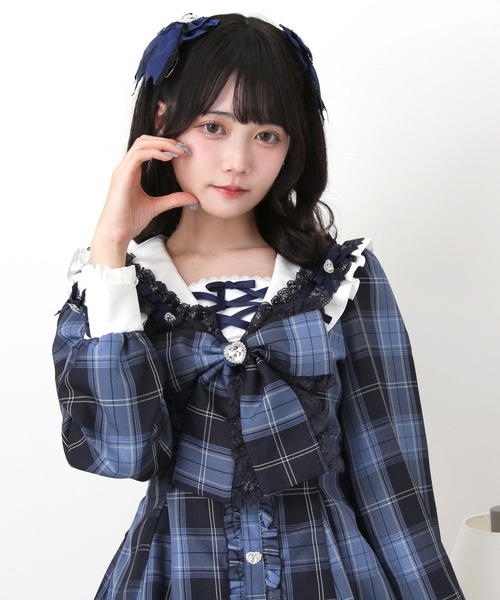 キラキラハートビジューリボンセーラーセットアップ（セットアップ