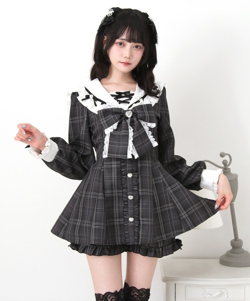 キラキラハートビジューリボンセーラーセットアップ（セットアップ