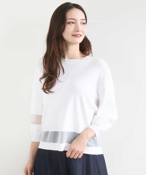 MK MICHEL KLEIN（エムケーミッシェルクラン）の「[洗える]シアー切替えニット（ニット/セーター・レディース・ブラウン/ホワイト/オレンジ系その他・38）」の20枚目の写真