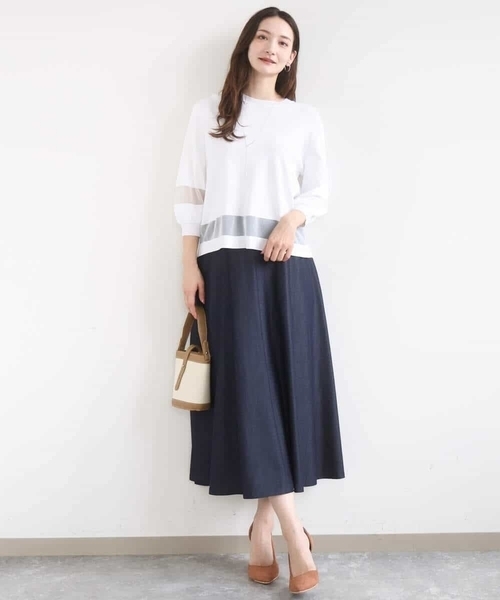 MK MICHEL KLEIN（エムケーミッシェルクラン）の「[洗える]シアー切替えニット（ニット/セーター・レディース・ブラウン/ホワイト/オレンジ系その他・38）」の21枚目の写真