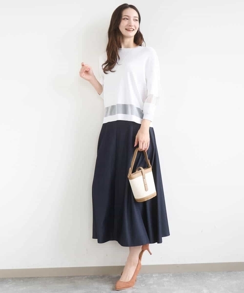 MK MICHEL KLEIN（エムケーミッシェルクラン）の「[洗える]シアー切替えニット（ニット/セーター・レディース・ブラウン/ホワイト/オレンジ系その他・38）」の22枚目の写真