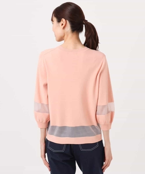 MK MICHEL KLEIN（エムケーミッシェルクラン）の「[洗える]シアー切替えニット（ニット/セーター・レディース・ブラウン/ホワイト/オレンジ系その他・38）」の5枚目の写真