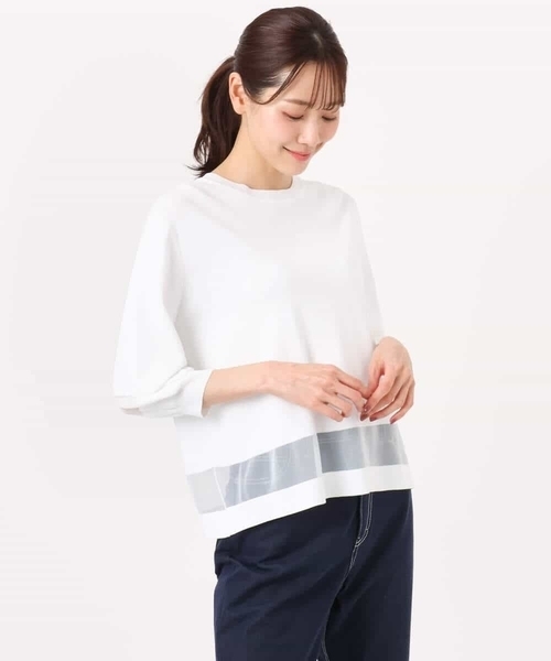 MK MICHEL KLEIN（エムケーミッシェルクラン）の「[洗える]シアー切替えニット（ニット/セーター・レディース・ブラウン/ホワイト/オレンジ系その他・38）」の10枚目の写真