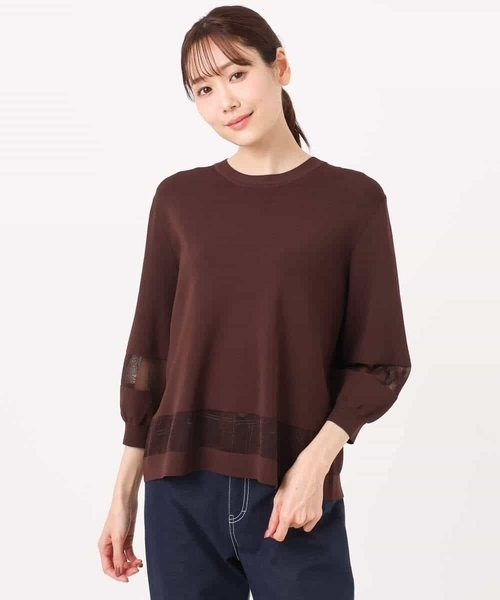 MK MICHEL KLEIN（エムケーミッシェルクラン）の「[洗える]シアー切替えニット（ニット/セーター・レディース・ブラウン/ホワイト/オレンジ系その他・38）」の13枚目の写真