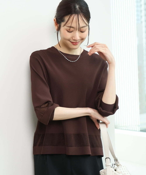 MK MICHEL KLEIN（エムケーミッシェルクラン）の「[洗える]シアー切替えニット（ニット/セーター・レディース・ブラウン/ホワイト/オレンジ系その他・38）」の16枚目の写真