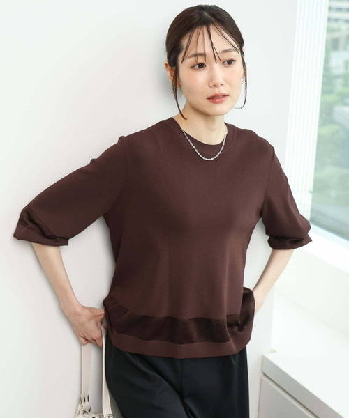 MK MICHEL KLEIN（エムケーミッシェルクラン）の「[洗える]シアー切替えニット（ニット/セーター・レディース・ブラウン/ホワイト/オレンジ系その他・38）」の17枚目の写真