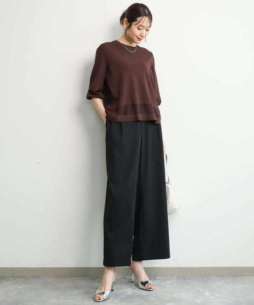 MK MICHEL KLEIN（エムケーミッシェルクラン）の「[洗える]シアー切替えニット（ニット/セーター・レディース・ブラウン/ホワイト/オレンジ系その他・38）」の18枚目の写真