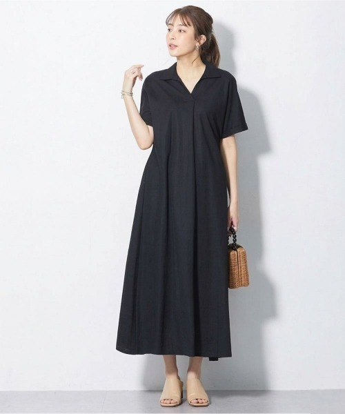 slattgir(スラットジール)の「高身長 美ラクRUタッチシャツワンピース(接触冷感・抗菌防臭・UVカット・遮熱)(トールサイズ)(ワンピース・レディース・ブラック/チャコールグレー/ストライプ・4L~5L/LL~3L/M~L)」の1枚目の写真