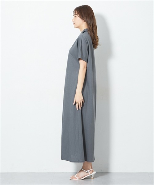 slattgir(スラットジール)の「高身長 美ラクRUタッチシャツワンピース(接触冷感・抗菌防臭・UVカット・遮熱)(トールサイズ)(ワンピース・レディース・ブラック/チャコールグレー/ストライプ・4L~5L/LL~3L/M~L)」の11枚目の写真