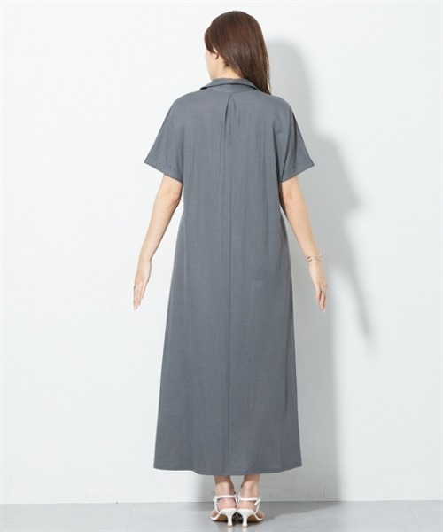slattgir(スラットジール)の「高身長 美ラクRUタッチシャツワンピース(接触冷感・抗菌防臭・UVカット・遮熱)(トールサイズ)(ワンピース・レディース・ブラック/チャコールグレー/ストライプ・4L~5L/LL~3L/M~L)」の12枚目の写真