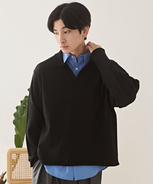 LUCY(ルーシー)の「LUCY/【26年春新作】スキッパーニットポロ(ニット/セーター・メンズ・ブラック/グレー・LARGE/MEDIUM)」の2枚目の写真