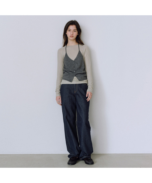 URAGO（ユラーゴ）の「Monet halter neck knit top（Tシャツ/カットソー・レディース・ライトグレー/ネイビー/チャコールグレー・FREE）」の2枚目の写真