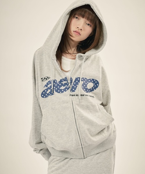 Buyer'sselect/【SET-UP着用可能】総柄ロゴプリントジップパーカー