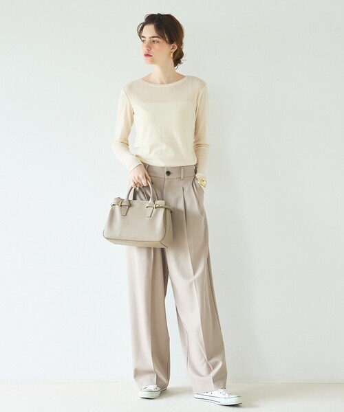 LOWELL things(ロウェル シングス)の「Lien/レザー3層2WAYトート(トートバッグ・レディース・グレイッシュベージュ/ブラック/アイボリー・フリー)」の15枚目の写真