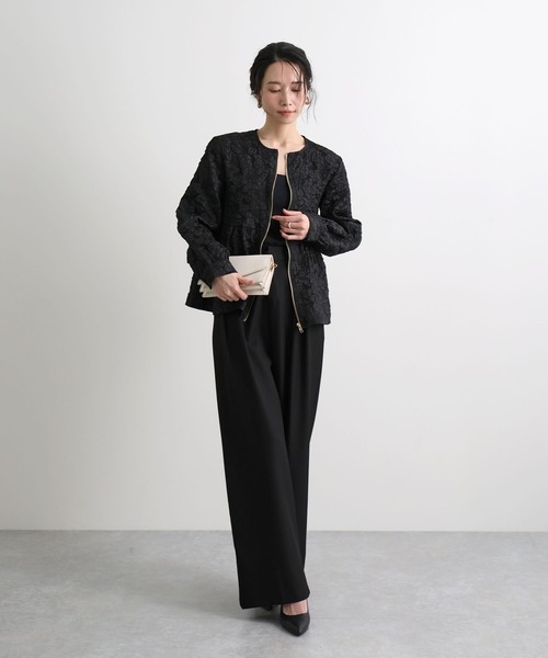 Futier land(フューティアランド)の「ジャガードフラワーペプラムジャケット(ブルゾン・レディース・ベージュ/ブラック・LARGE/MEDIUM)」の21枚目の写真