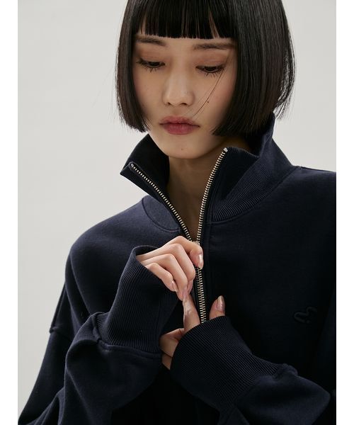 emmi（エミ）の「【em】ハーフジップスウェット【セットアップ対応】（スウェット・レディース・ホワイト/ネイビー・F）」の20枚目の写真