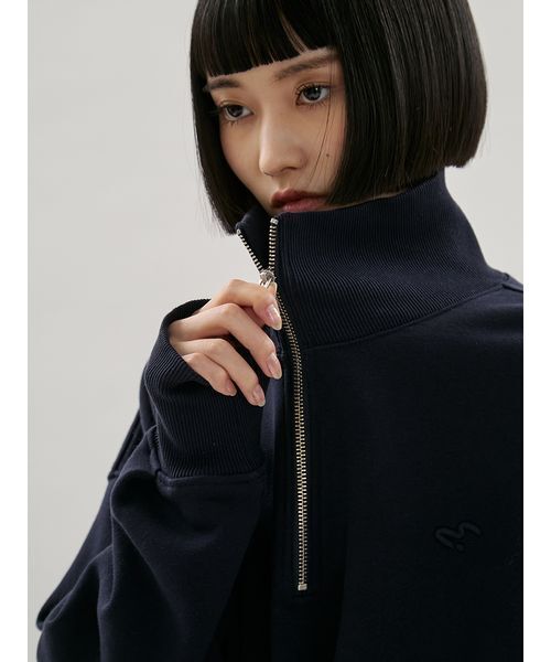 emmi（エミ）の「【em】ハーフジップスウェット【セットアップ対応】（スウェット・レディース・ホワイト/ネイビー・F）」の19枚目の写真