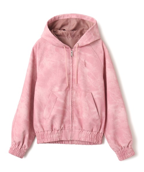 atmos pink(アトモスピンク)の「atmos pink Faux Leather Hoodie Jacket / アトモス ピンク フォー レザー フーディー ジャケット(その他アウター・レディース・チャコール/ピンク・FREE)」の1枚目の写真