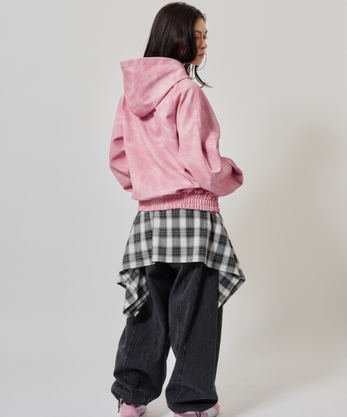 atmos pink(アトモスピンク)の「atmos pink Faux Leather Hoodie Jacket / アトモス ピンク フォー レザー フーディー ジャケット(その他アウター・レディース・チャコール/ピンク・FREE)」の12枚目の写真