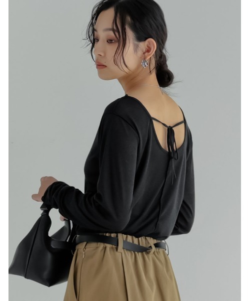 Re:EDIT(リエディ)の「シアーフライスバックオープントップス(Tシャツ/カットソー・レディース・ブラウン/グリーン/ブラック/アイボリー/ブルー・MEDIUM/LARGE)」の7枚目の写真