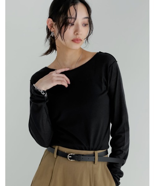Re:EDIT(リエディ)の「シアーフライスバックオープントップス(Tシャツ/カットソー・レディース・ブラウン/グリーン/ブラック/アイボリー/ブルー・MEDIUM/LARGE)」の9枚目の写真