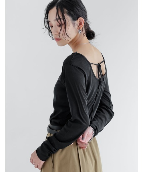 Re:EDIT(リエディ)の「シアーフライスバックオープントップス(Tシャツ/カットソー・レディース・ブラウン/グリーン/ブラック/アイボリー/ブルー・MEDIUM/LARGE)」の10枚目の写真