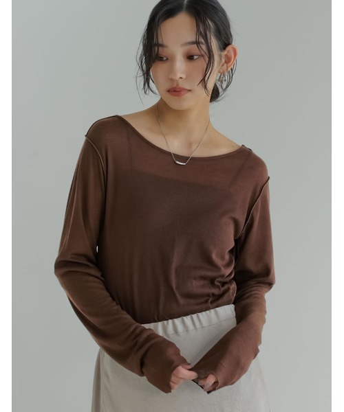 Re:EDIT(リエディ)の「シアーフライスバックオープントップス(Tシャツ/カットソー・レディース・ブラウン/グリーン/ブラック/アイボリー/ブルー・MEDIUM/LARGE)」の15枚目の写真