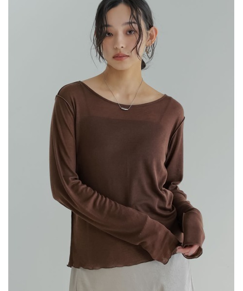Re:EDIT(リエディ)の「シアーフライスバックオープントップス(Tシャツ/カットソー・レディース・ブラウン/グリーン/ブラック/アイボリー/ブルー・MEDIUM/LARGE)」の16枚目の写真