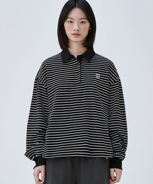 MALOUPE（マロップ）の「5114 クロップストライプTシャツ (ブラック)（ポロシャツ・レディース・その他・FREE）」の4枚目の写真