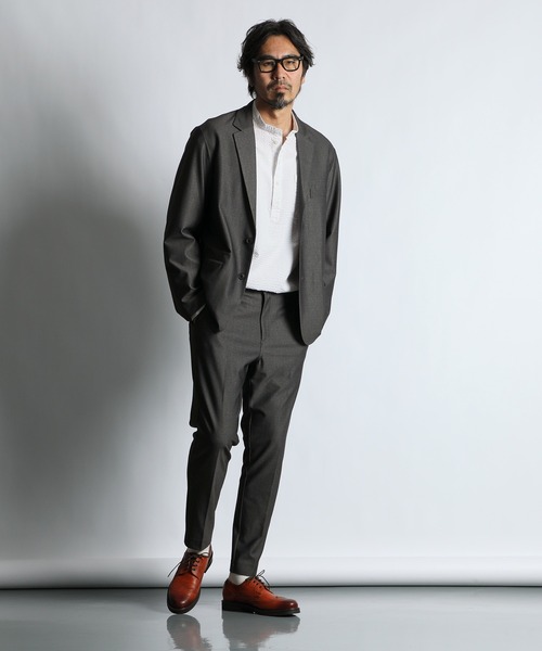 The DUFFER of ST.GEORGE（ザダファーオブセントジョージ）の「【WEB限定アイテム】SET UP JERSEY SLIM TROUSERS：セットアップ対応 ノータック ジャージスラックス（スラックス・メンズ・ブラック/グレー・X-LARGE/LARGE/MEDIUM/SMALL）」の6枚目の写真