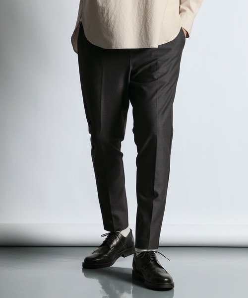 The DUFFER of ST.GEORGE（ザダファーオブセントジョージ）の「【WEB限定アイテム】SET UP JERSEY SLIM TROUSERS：セットアップ対応 ノータック ジャージスラックス（スラックス・メンズ・ブラック/グレー・X-LARGE/LARGE/MEDIUM/SMALL）」の3枚目の写真
