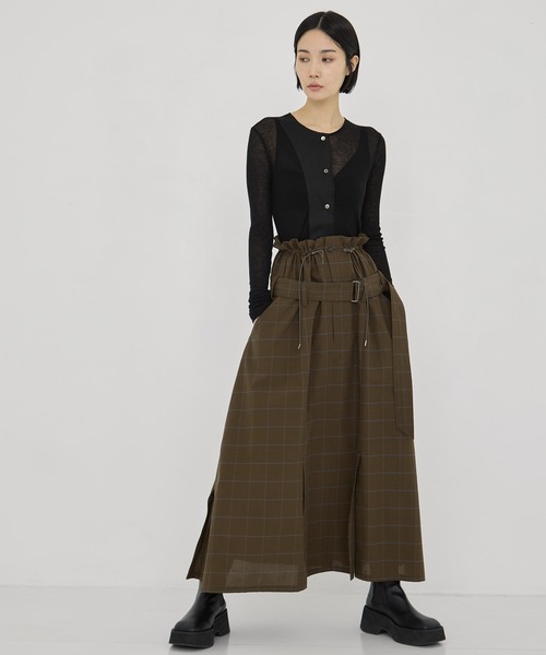 UJOH（ウジョー）の「【UJOH/ウジョー】別注 Draw Code Belt Skirt/ドローコードスカート（スカート・レディース・オリーブ・2/1）」の3枚目の写真