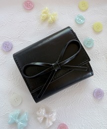 pyornim | 【26年春夏新作】三つ折り リボンモチーフ ボックスコイン コンパクトウォレット 財布(財布)