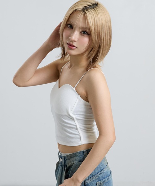 ANAP(アナップ)の「カップ付 リブキャミソール(キャミソール・レディース・ホワイト/ブラック/グレー/ピンク・F)」の6枚目の写真