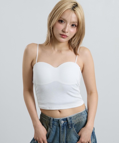 ANAP(アナップ)の「カップ付 リブキャミソール(キャミソール・レディース・ホワイト/ブラック/グレー/ピンク・F)」の8枚目の写真