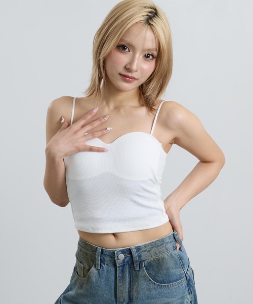 ANAP(アナップ)の「カップ付 リブキャミソール(キャミソール・レディース・ホワイト/ブラック/グレー/ピンク・F)」の7枚目の写真