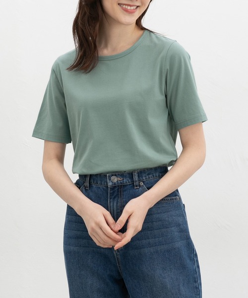 Honeys(ハニーズ)の「【UVカット】オーガニック半袖Tシャツ(Tシャツ/カットソー・レディース・ピンク/ネイビー/ベージュ/ミント/サックスブルー/ブラック/オフホワイト/ボルドー/モカ・L/LL/M/S)」の6枚目の写真