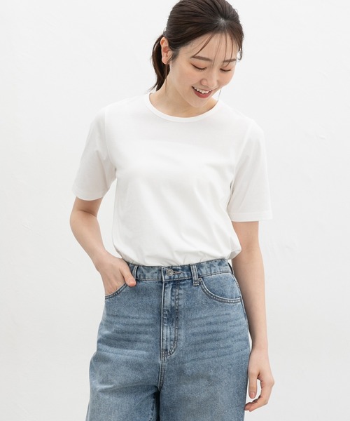 Honeys(ハニーズ)の「【UVカット】オーガニック半袖Tシャツ(Tシャツ/カットソー・レディース・ピンク/ネイビー/ベージュ/ミント/サックスブルー/ブラック/オフホワイト/ボルドー/モカ・L/LL/M/S)」の12枚目の写真