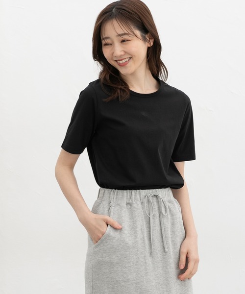 Honeys(ハニーズ)の「【UVカット】オーガニック半袖Tシャツ(Tシャツ/カットソー・レディース・ピンク/ネイビー/ベージュ/ミント/サックスブルー/ブラック/オフホワイト/ボルドー/モカ・L/LL/M/S)」の14枚目の写真