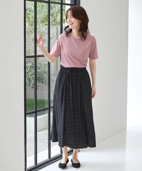 Honeys(ハニーズ)の「【UVカット】オーガニック半袖Tシャツ(Tシャツ/カットソー・レディース・ピンク/ネイビー/ベージュ/ミント/サックスブルー/ブラック/オフホワイト/ボルドー/モカ・L/LL/M/S)」の17枚目の写真