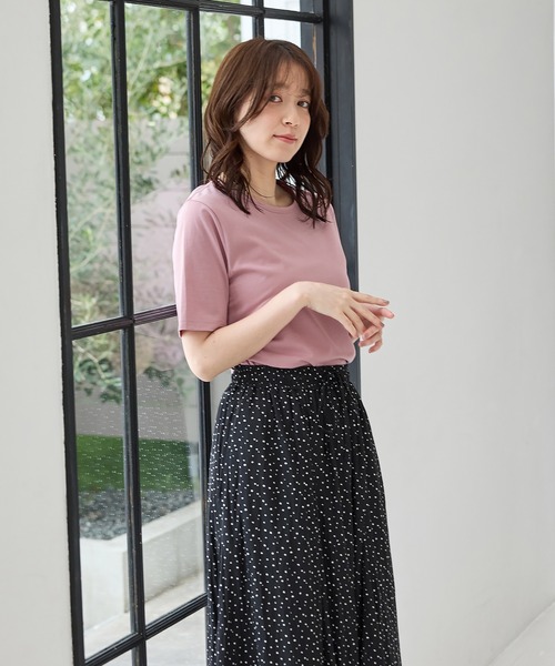 Honeys(ハニーズ)の「【UVカット】オーガニック半袖Tシャツ(Tシャツ/カットソー・レディース・ピンク/ネイビー/ベージュ/ミント/サックスブルー/ブラック/オフホワイト/ボルドー/モカ・L/LL/M/S)」の19枚目の写真