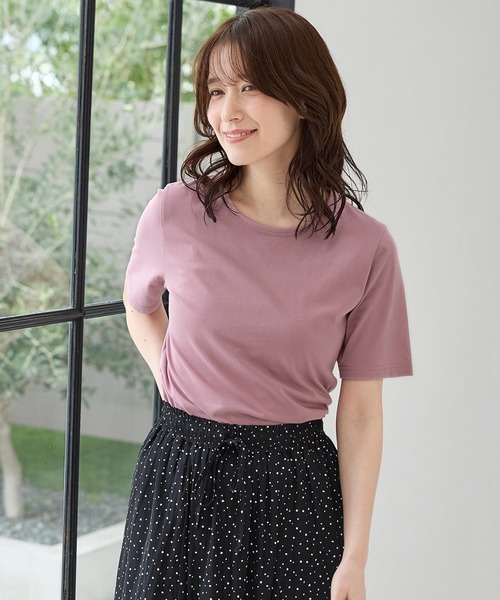 Honeys(ハニーズ)の「【UVカット】オーガニック半袖Tシャツ(Tシャツ/カットソー・レディース・ピンク/ネイビー/ベージュ/ミント/サックスブルー/ブラック/オフホワイト/ボルドー/モカ・L/LL/M/S)」の20枚目の写真