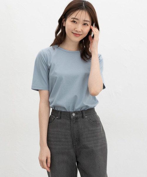 Honeys(ハニーズ)の「【UVカット】オーガニック半袖Tシャツ(Tシャツ/カットソー・レディース・ピンク/ネイビー/ベージュ/ミント/サックスブルー/ブラック/オフホワイト/ボルドー/モカ・L/LL/M/S)」の22枚目の写真