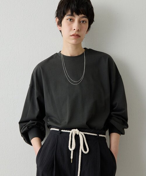 THE PAUSE(ザ ポーズ)の「【THE PAUSE】バックロゴロンTEE(Tシャツ/カットソー・レディース・チャコールグレー/オフホワイト・FREE)」の2枚目の写真